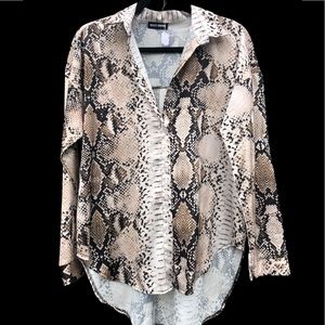 Silky button up Snake print Blouse